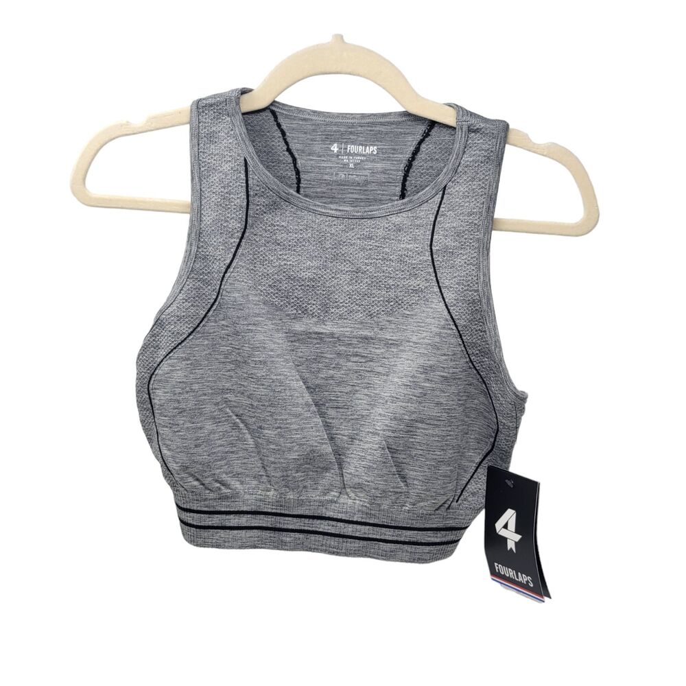 Fourlaps Breathe Seamless Bra Grey Heather Athletic Top Size XL NWT $68